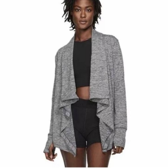 Nike Sweaters - Nike Dri-Fit Gray Waterfall Yoga Cardigan Large Space Dye